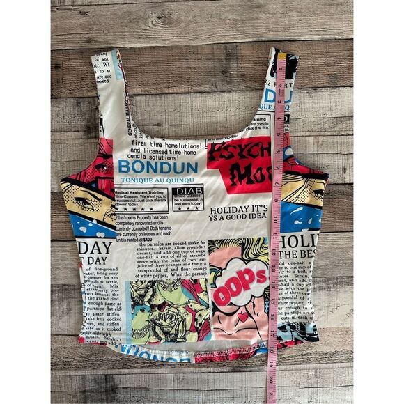 SHEIN Graphic Comic Strip Book Newspaper Pop Art Cropped Tank Top | S - Picture 4 of 6